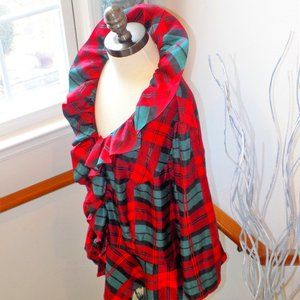 ALLISON WOODS Vintage Plaid Ruffle Button Down Blouse Woman's Plus Size 18